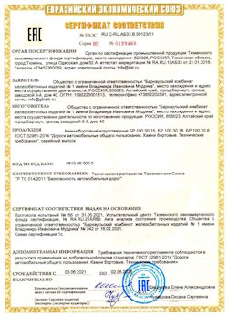 15.04.2022 Вятские Поляны - Приложение к сертификату соответствия железобетонных изделий - бортовые искуственные камни БР